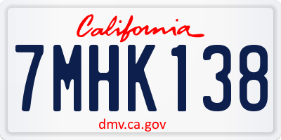 CA license plate 7MHK138