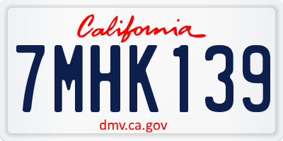 CA license plate 7MHK139