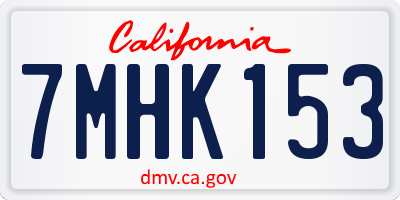 CA license plate 7MHK153
