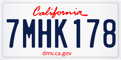 CA license plate 7MHK178