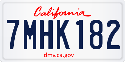 CA license plate 7MHK182