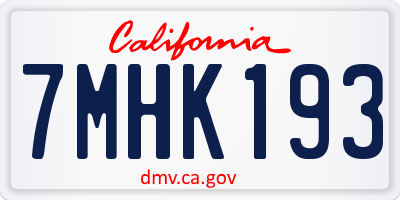 CA license plate 7MHK193