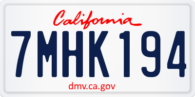 CA license plate 7MHK194