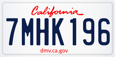 CA license plate 7MHK196
