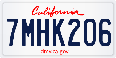 CA license plate 7MHK206