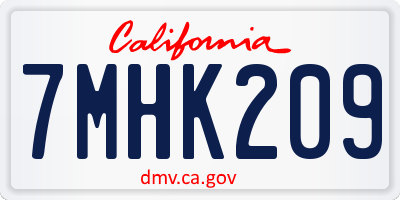 CA license plate 7MHK209