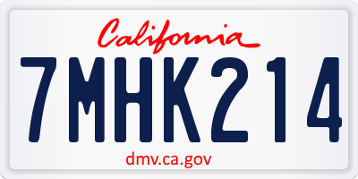 CA license plate 7MHK214