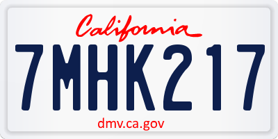 CA license plate 7MHK217