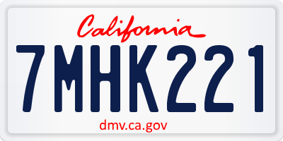 CA license plate 7MHK221