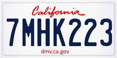 CA license plate 7MHK223