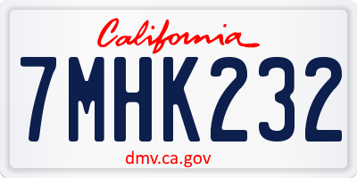 CA license plate 7MHK232