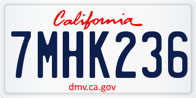 CA license plate 7MHK236