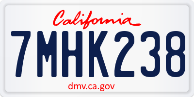 CA license plate 7MHK238