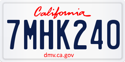 CA license plate 7MHK240