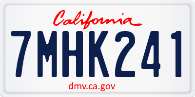 CA license plate 7MHK241