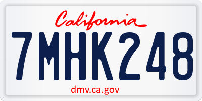 CA license plate 7MHK248