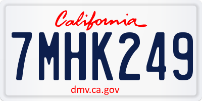 CA license plate 7MHK249