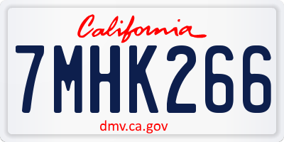 CA license plate 7MHK266