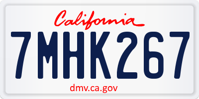 CA license plate 7MHK267