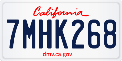 CA license plate 7MHK268