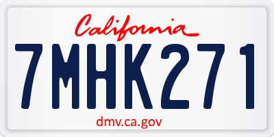 CA license plate 7MHK271