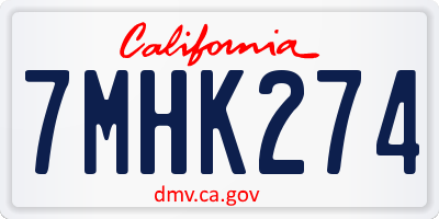 CA license plate 7MHK274