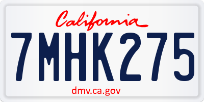 CA license plate 7MHK275