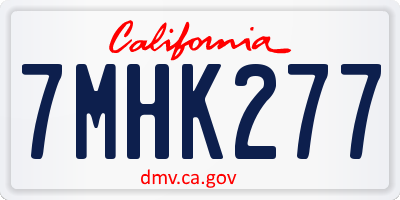 CA license plate 7MHK277