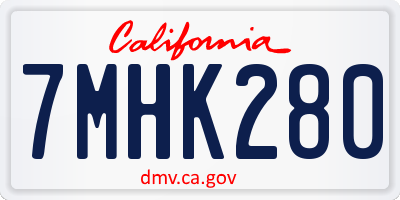 CA license plate 7MHK280