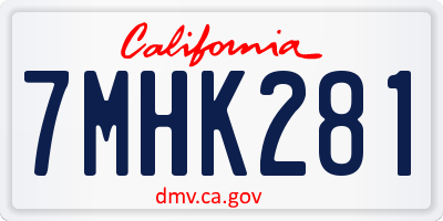 CA license plate 7MHK281