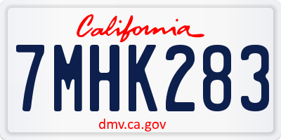 CA license plate 7MHK283