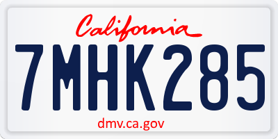 CA license plate 7MHK285