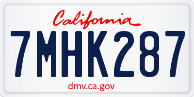 CA license plate 7MHK287