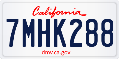 CA license plate 7MHK288