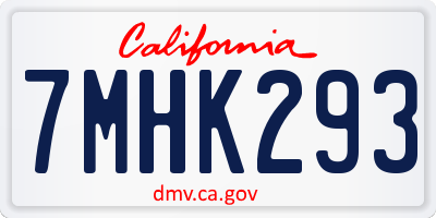 CA license plate 7MHK293