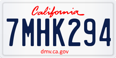 CA license plate 7MHK294