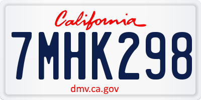 CA license plate 7MHK298