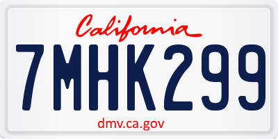 CA license plate 7MHK299