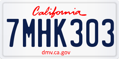 CA license plate 7MHK303