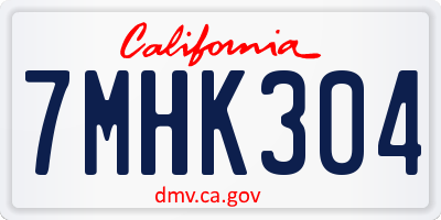 CA license plate 7MHK304