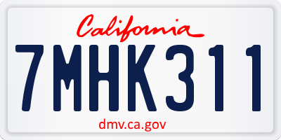 CA license plate 7MHK311