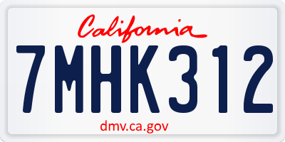 CA license plate 7MHK312