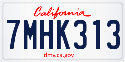 CA license plate 7MHK313