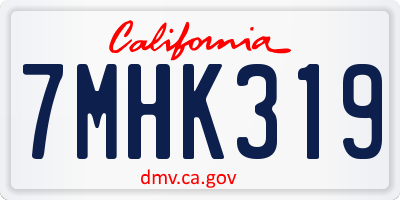 CA license plate 7MHK319