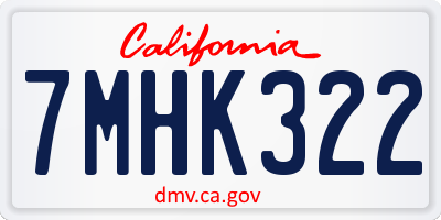 CA license plate 7MHK322