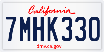 CA license plate 7MHK330
