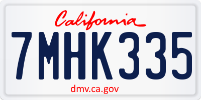 CA license plate 7MHK335