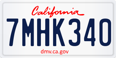 CA license plate 7MHK340