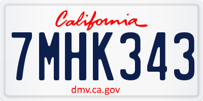 CA license plate 7MHK343