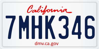 CA license plate 7MHK346